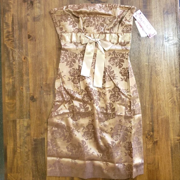My Michelle | Dresses | Nwt Womens Beautiful My Michelle Gold Floral Damask  Formal Party Dress | Poshmark